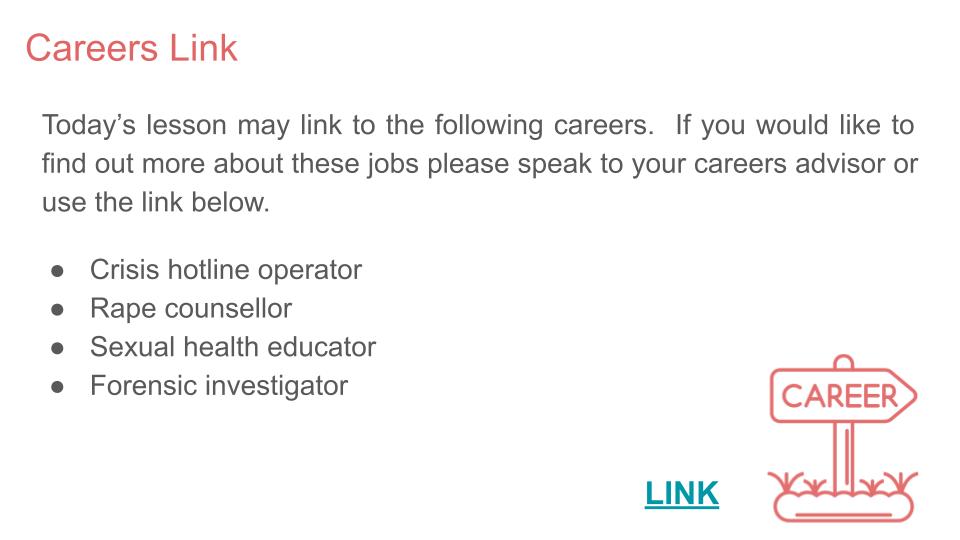 Consent free Lesson / Tutor Time / Workbook resource for RSHE / PSHE KS3 KS4 careers