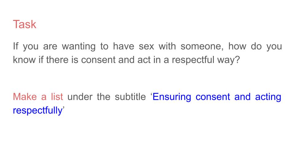 Consent free Lesson / Tutor Time / Workbook resource for RSHE / PSHE KS3 KS4