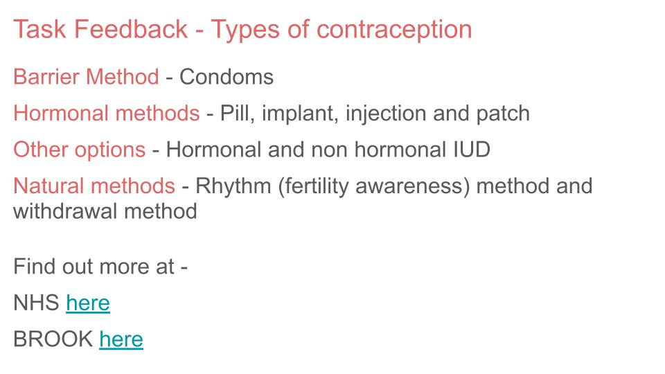 Contraception & Sexual Health KS5 Lesson