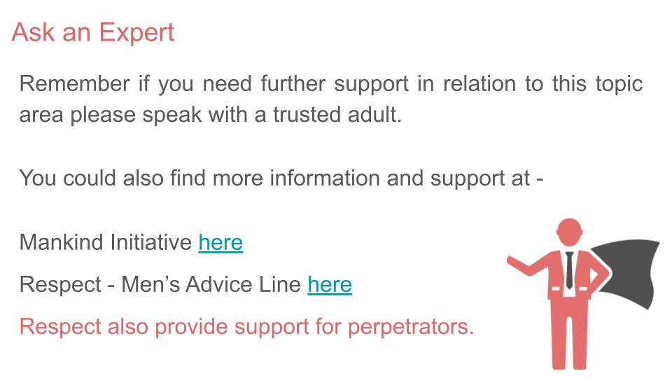 Male Domestic Abuse KS5 Tutor / Form Time PSHE