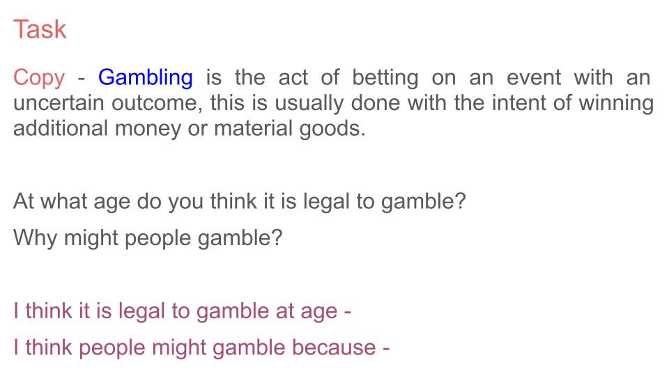 Gambling Lesson or Tutorial