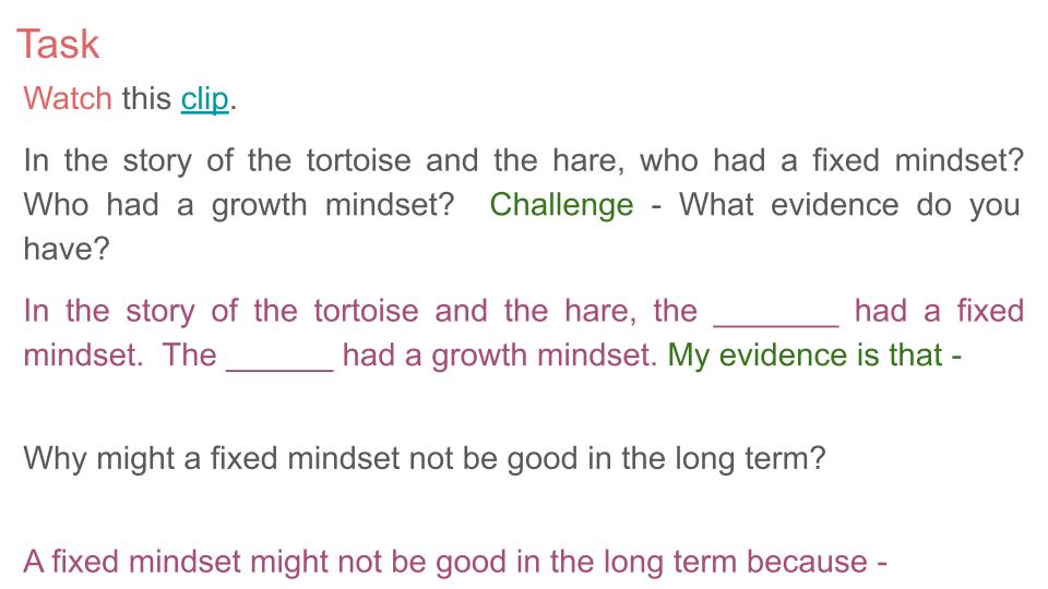 Growth Mindset PSHE Lesson