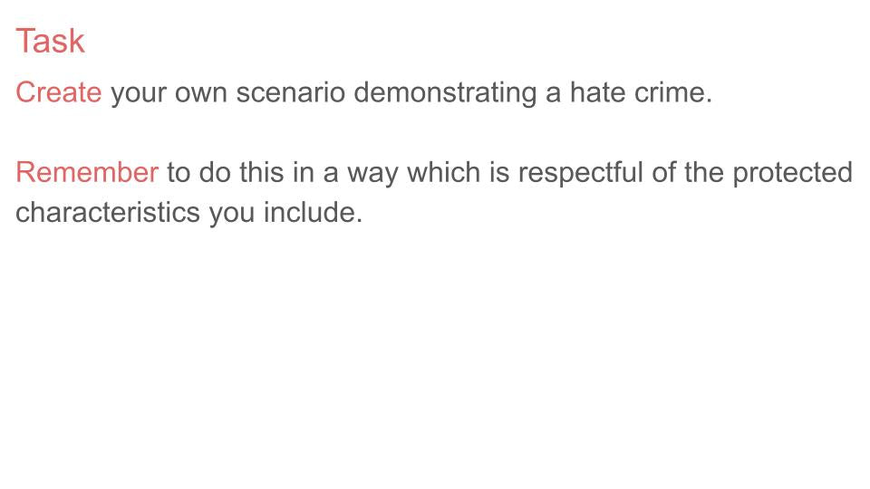 Hate Crime Lesson or Tutor Time