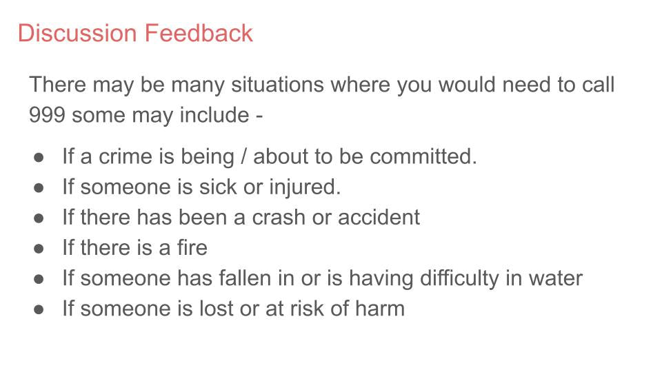 Calling 999 - Helping in an emergency Lesson