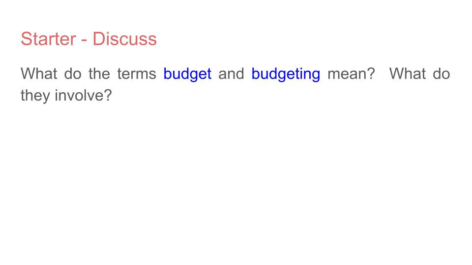 Budgeting Money Lesson or Tutorial
