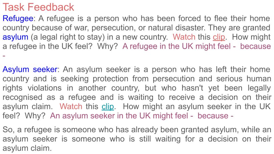 Refugees, Asylum Seekers & Immigration Lesson
