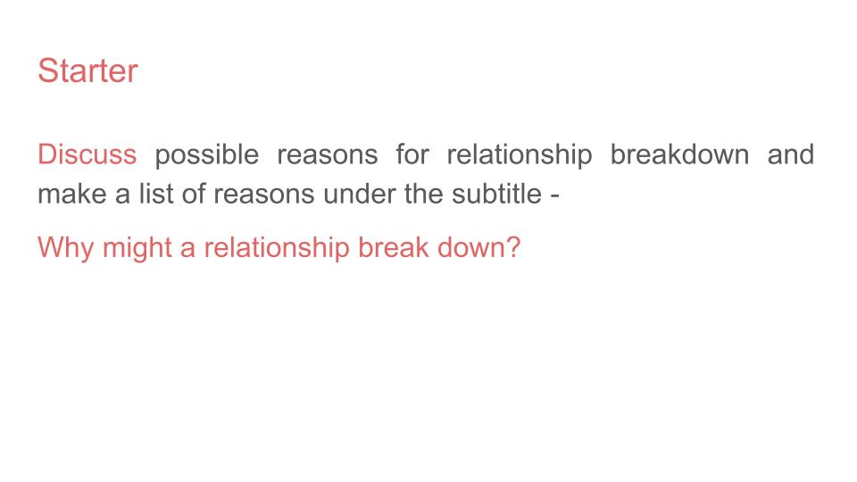 Relationship Breakdown Lesson or Tutorial