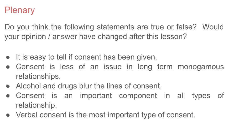 Healthy Relationships and Consent KS5