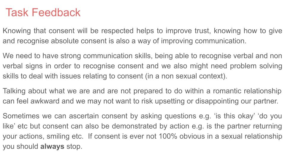 Healthy Relationships and Consent KS5