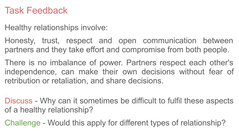 Healthy Relationships and Consent KS5