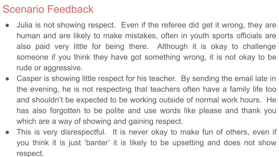 Respectful Relationships Lesson or Tutorial