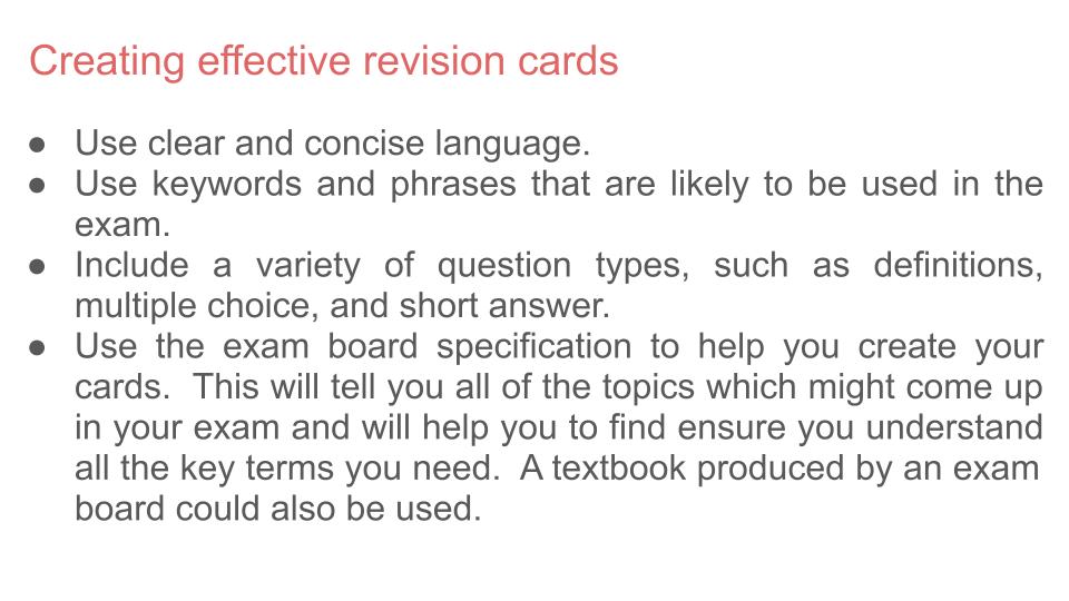 Revision - Using Flashcards