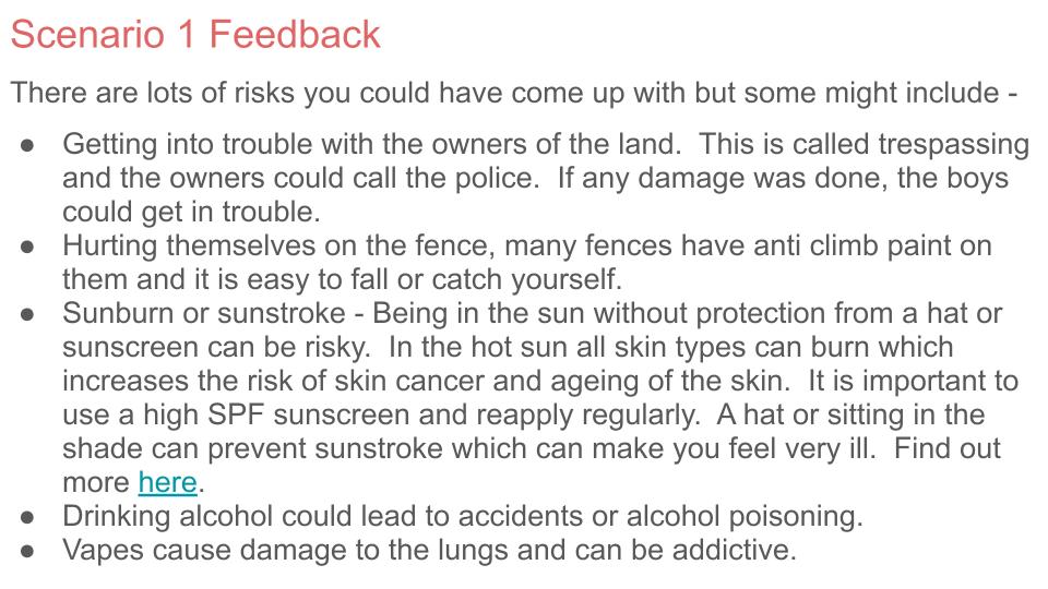 Staying Safe Lesson