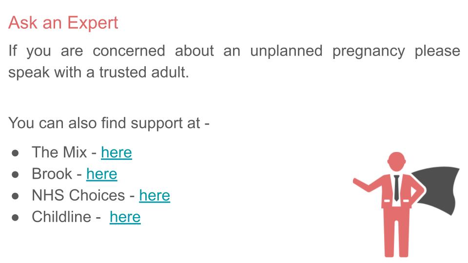 Unplanned pregnancy PSHE lesson or tutor time resource available from Youcantknoweverything Education. Support slide