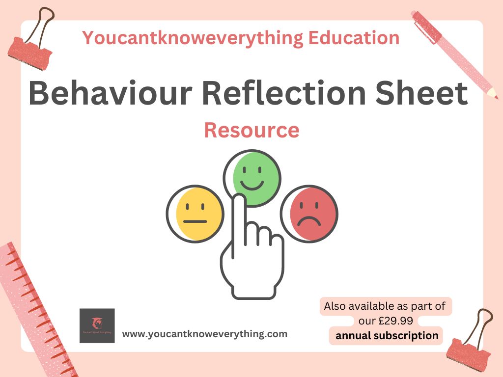 Behaviour Reflection Worksheet – Youcantknoweverything Education