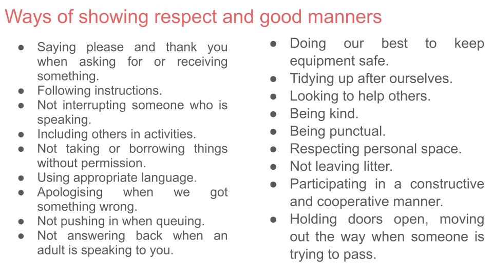 Being Respectful & Using Good Manners