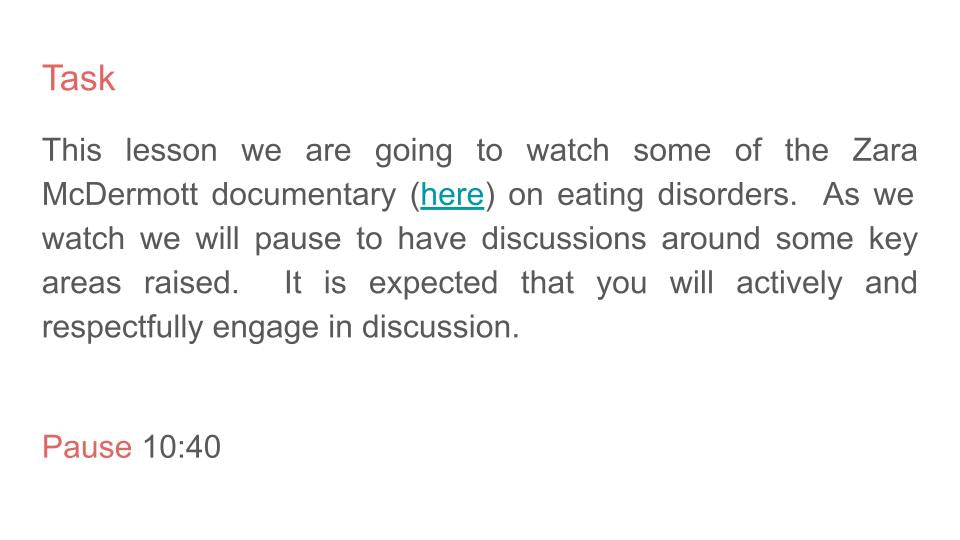 Eating Disorders Lesson
