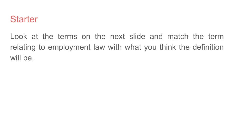 employment law careers starter activity lesson tutor time