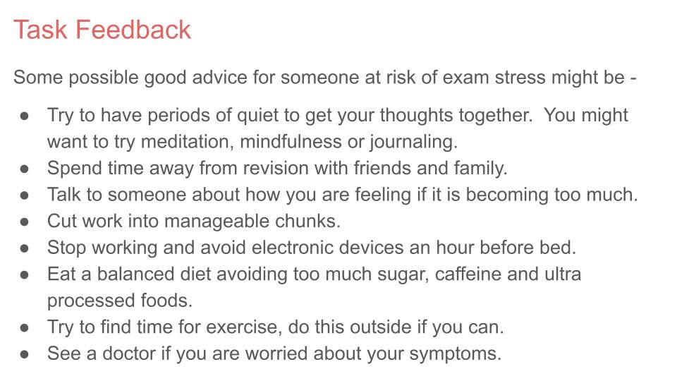 Exam Stress and Next Steps Lesson
