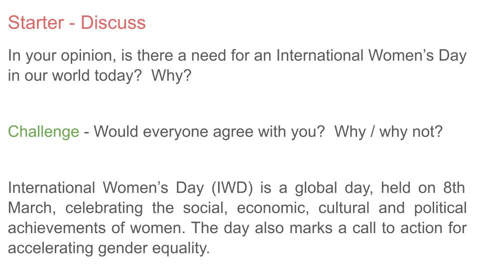 International Women's Day Lesson or Tutorial