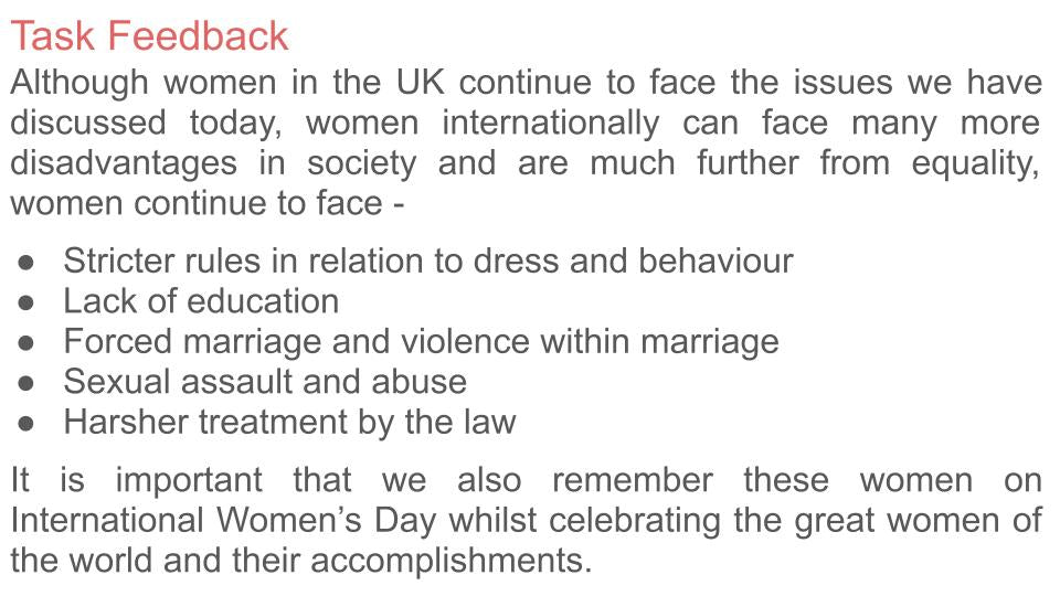 International Women's Day Lesson or Tutorial