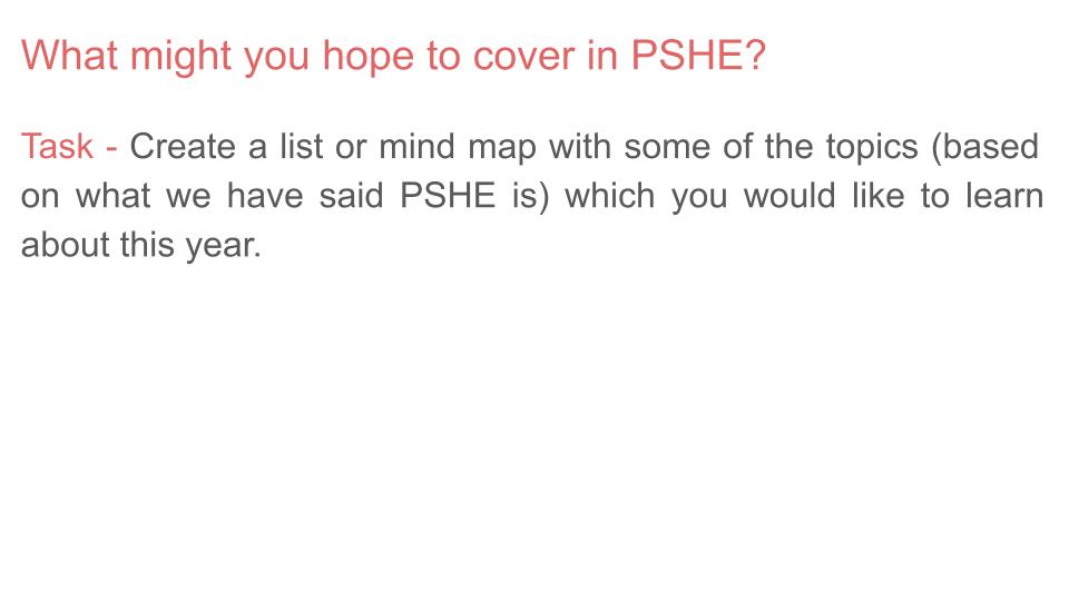 what we cover in pshe lesson