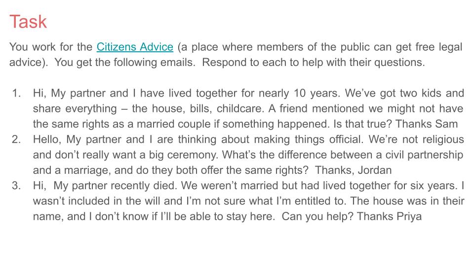 marriage civil partnership pshe rshe lesson resource ks3 citizens advice task