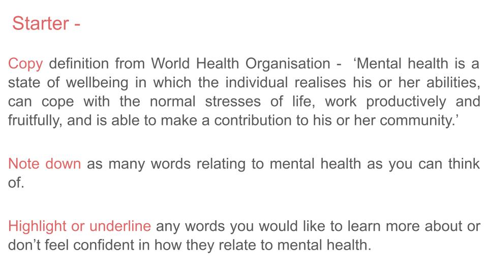 Mental Health Lesson