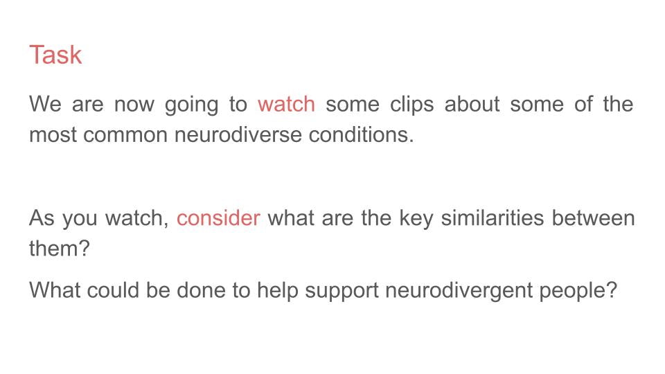 Neurodiversity Celebration Week Tutorial / Assembly