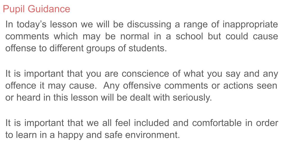 Offensive Language / Bullying Lesson