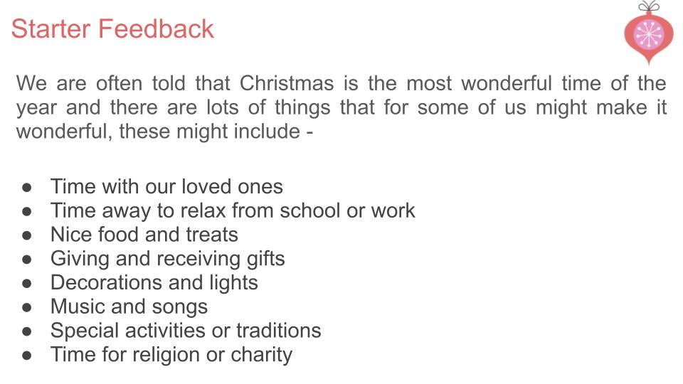 PSHE Christmas Lesson