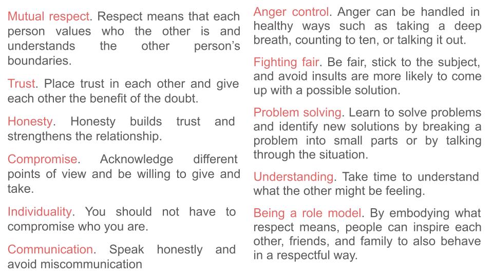 Healthy / Positive Relationships Tutorial