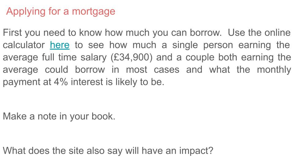 Rent and Mortgages Lesson